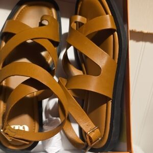 GB Brown Strappy Leather Sandals